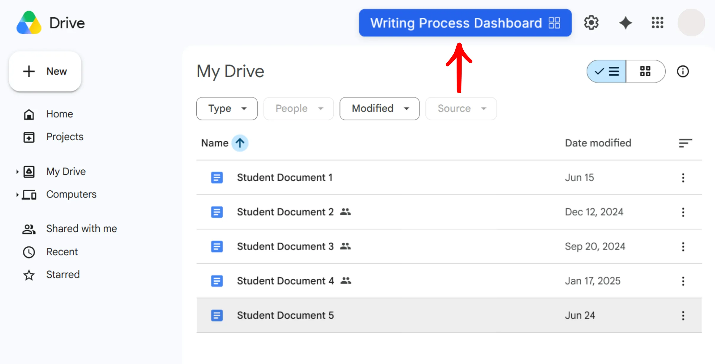 A reflection prompt shown alongside a writing process timeline