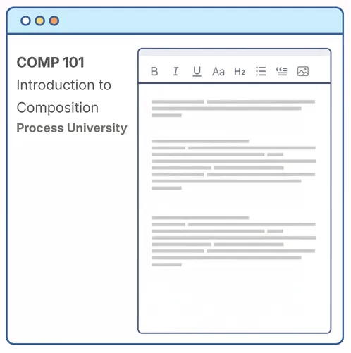 Illustration of the Process Feedback online editor beside a course title